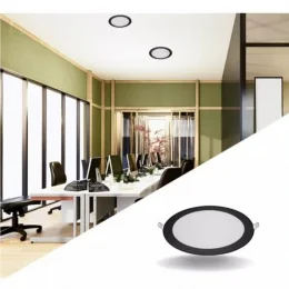 Led Plafon Embutir Redondo 12W Preto