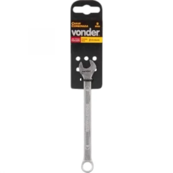 Chave combinada 9 mm, ao cromo vandio, reta, Vonder