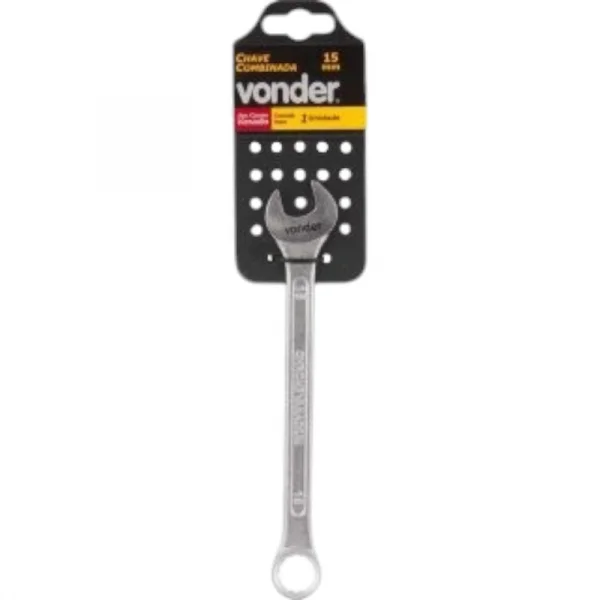 Chave combinada 15 mm, ao cromo vandio, reta, Vonder