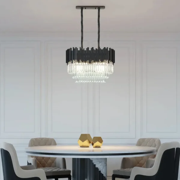 Lustre Cristal Midas Retangular Black Blumenau