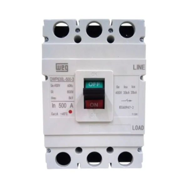 Disjuntor Caixa Moldada Weg 500A DWP630L 35kA Tripolar