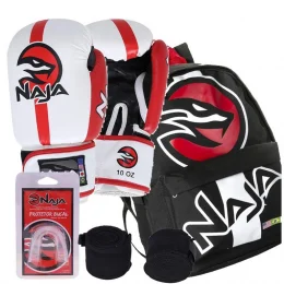 Kit de Boxe Naja Classic com Luva de Boxe 10 OZ Bandagem e Protetor Bucal - Adulto