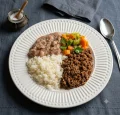 Carne mo�do, arroz, feij�o e mix de legumes (400g)