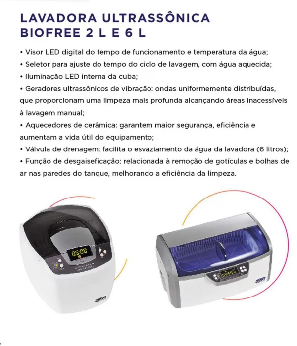 Lavadora Ultrassonica Bio Free D700 6 litros