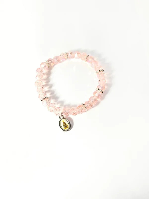 Pulseira Cristal Rosa com Foto Resinada de Aparecida
