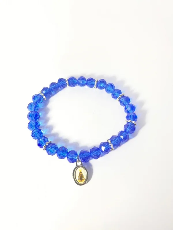 Pulseira Cristal Azul com Foto Resinada - Aparecida