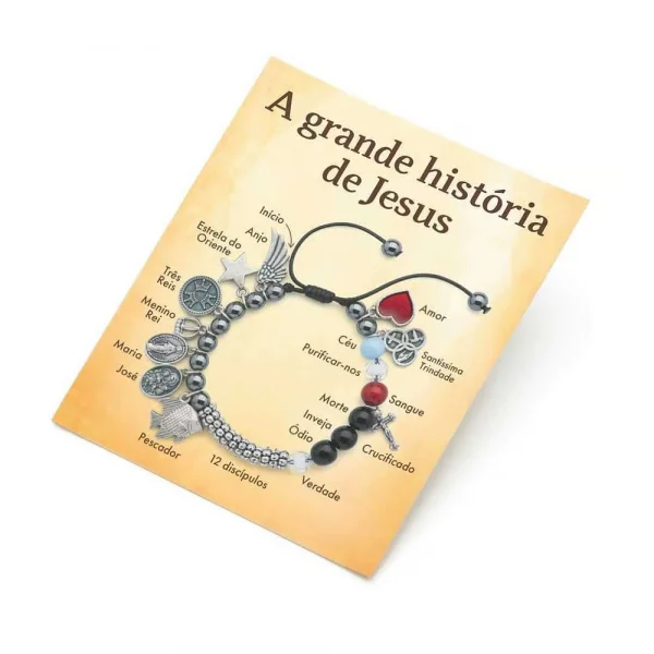 Pulseira Historia de Jesus com Macramê