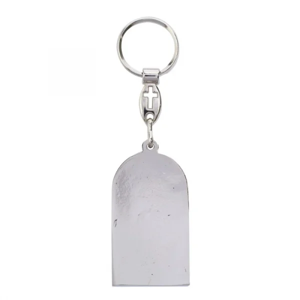 Chaveiro Face de Cristo com Versículo Prateado