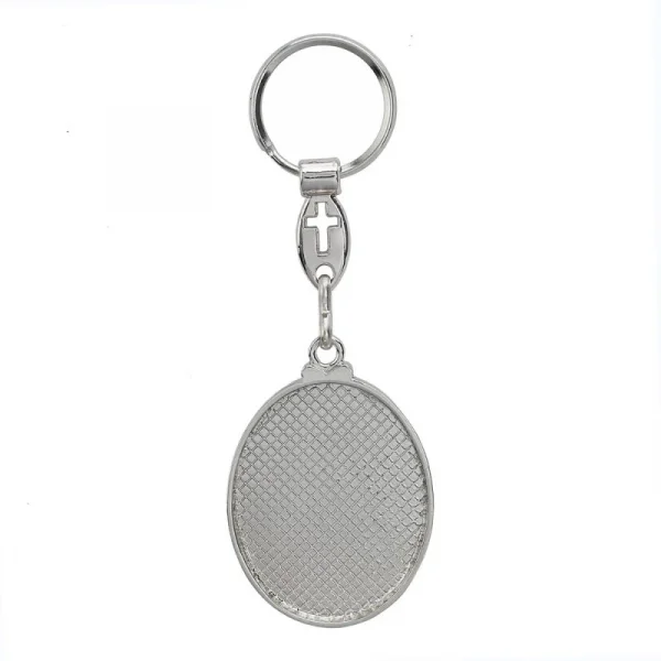 Chaveiro Nossa Senhora Aparecida Prateado com Resina - cor P�rola