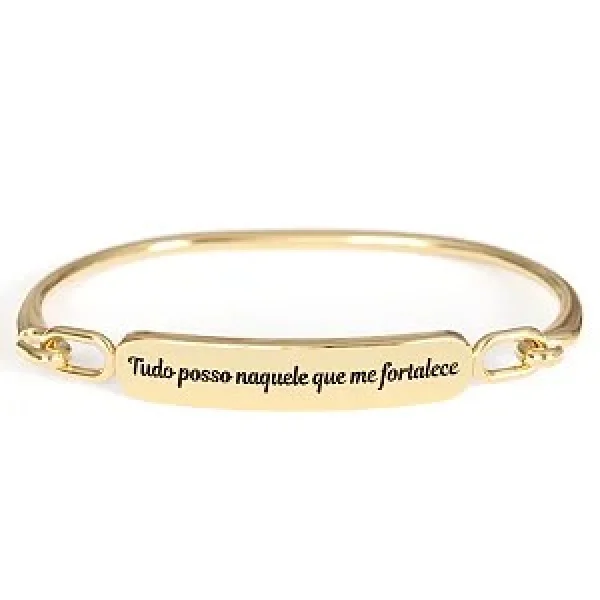 Pulseira Tudo posso Naquele que me Fortalece Dourada