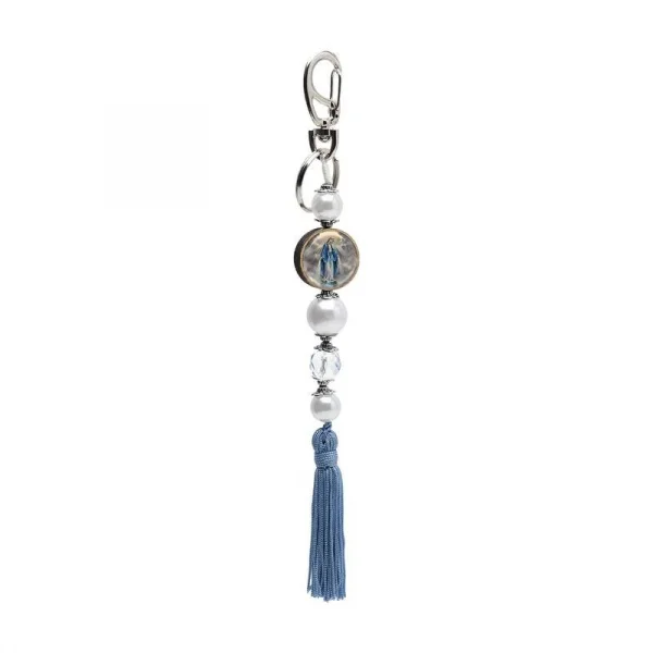 Chaveiro Pérola com Pompom Azul – 