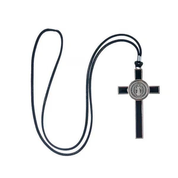 Colar Cruz com S�o Bento Resinado