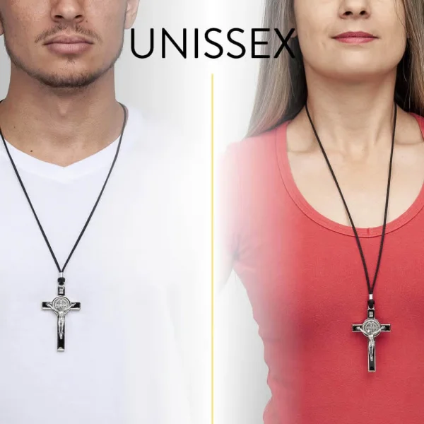 Colar Cruz com S�o Bento Resinado