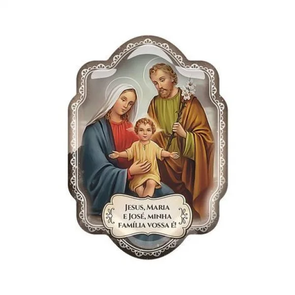 Adesivo Resinando da Sagrada Família 8 cm com Frase