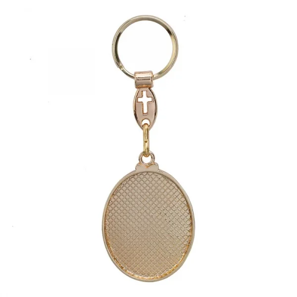 Chaveiro Nossa Senhora Aparecida Dourado com Resina - cor Pérola