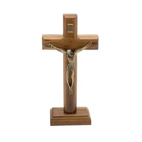 Crucifixo de Madeira Tradicional 17 cm de Mesa Oval