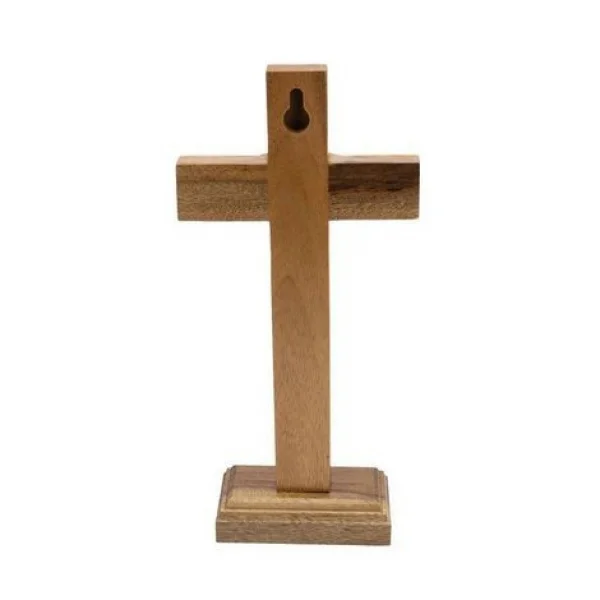 Crucifixo de Madeira Tradicional 17 cm de Mesa Oval