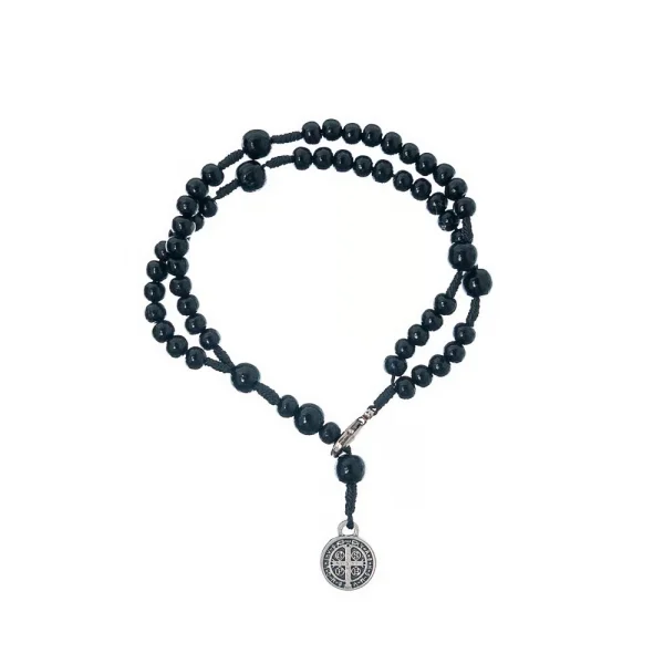 Pulseira Ter�o Com Medalha De S�o Bento - 4mm