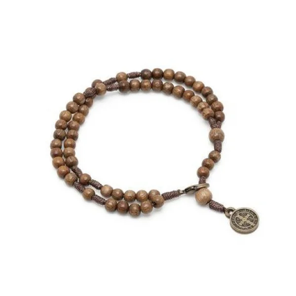 Pulseira Ter�o Com Medalha De S�o Bento - 4mm