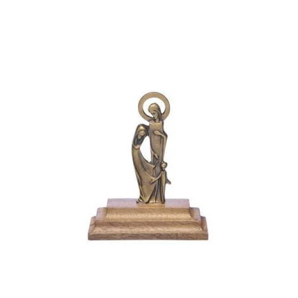 Imagem da Sagrada Família Pequena com Pedestal e Acabamento em Ouro Velho