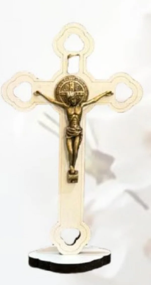 Crucifixo Em MDF Com Base 12 Cm