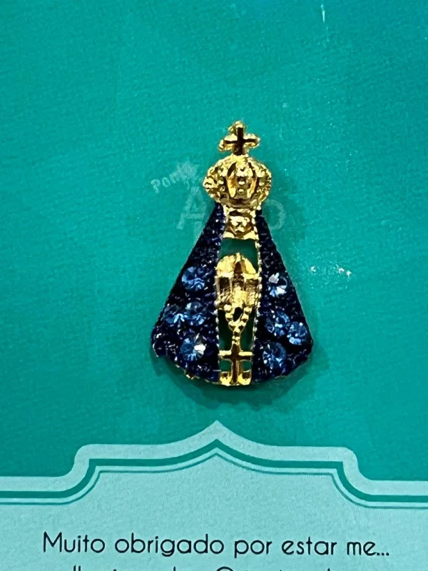 Boton N S Aparecida Manto Azul C/ Strass