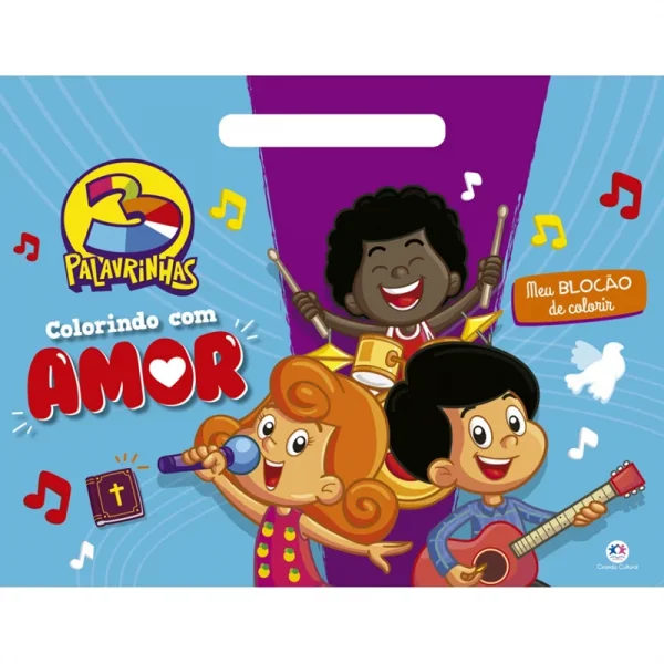 Livro Bloco de colorir 3 Palavrinhas - Colorindo com amor
