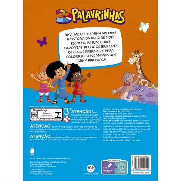 Livro Giz de cera 3 Palavrinhas - A arca de No