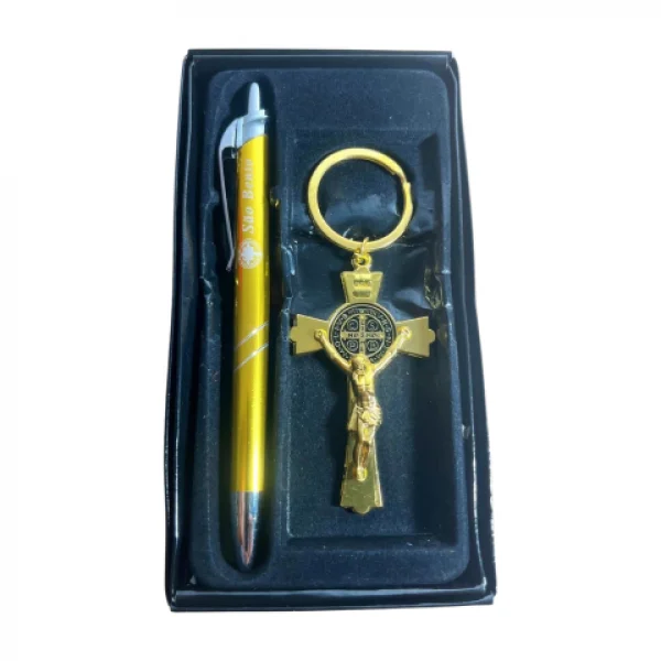 kit Caneta - Chaveiro Dourado