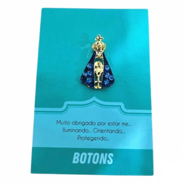 Boton N S Aparecida Manto Azul C/ Strass
