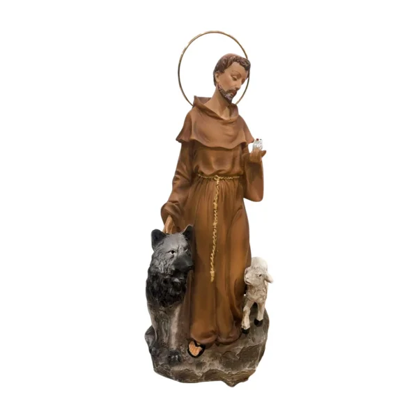 São Francisco com Lobo 20 cm – Resina