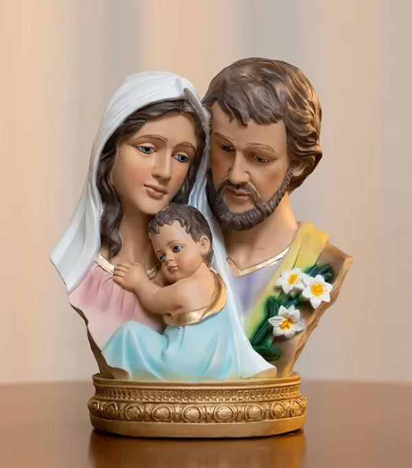 Busto Colorido da Sagrada Fam�lia 23 cm � Resina