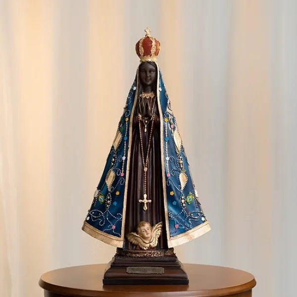 Nossa Senhora Aparecida com Auréola Marfim 70cm – Resina