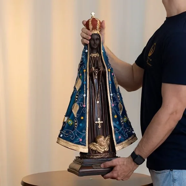 Nossa Senhora Aparecida com Auréola Marfim 70cm – Resina