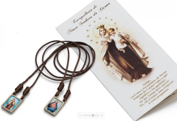 Escapul�rio De Metal Ouro Velho Com Folheto