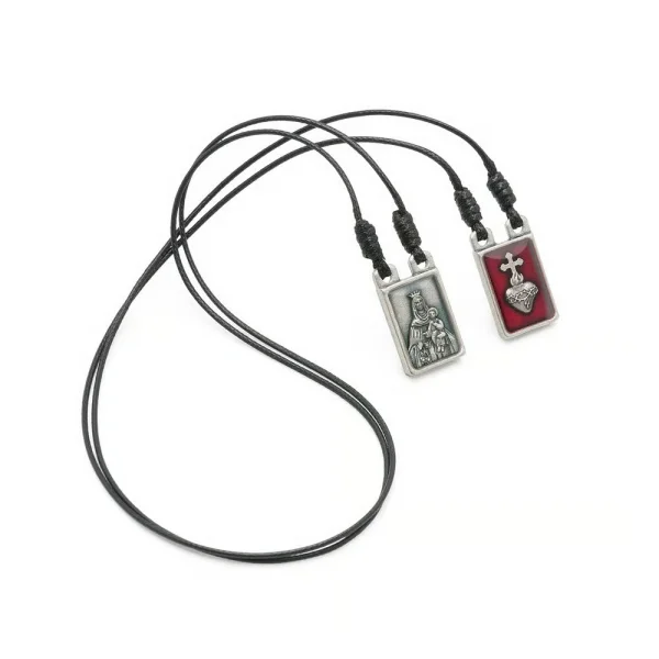 Escapul�rio Metal Nossa Senhora do Carmo e Sagrado Cora��o de Jesus