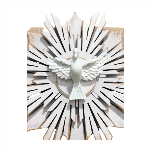 Placa Decorativa M Divino Espírito Santo Raio Sobreposto Com Resina Estilo Envelhecido 23x23cm