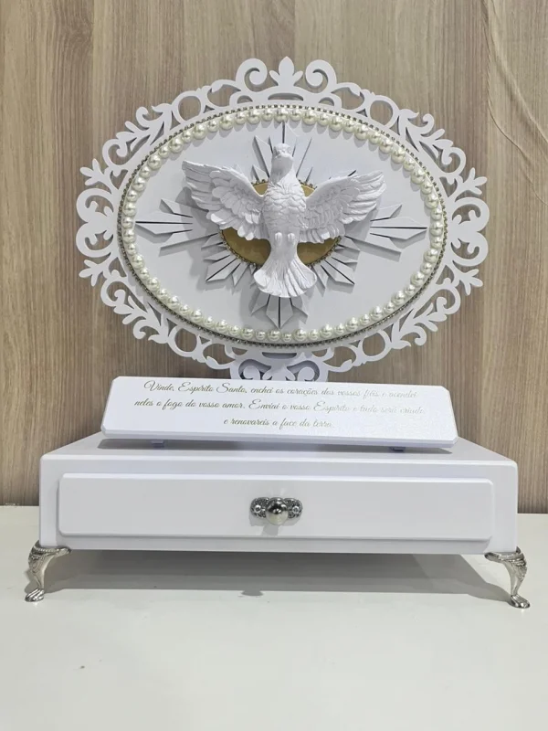Divino Espírito Santo Com Gaveta Porta Terço Branco