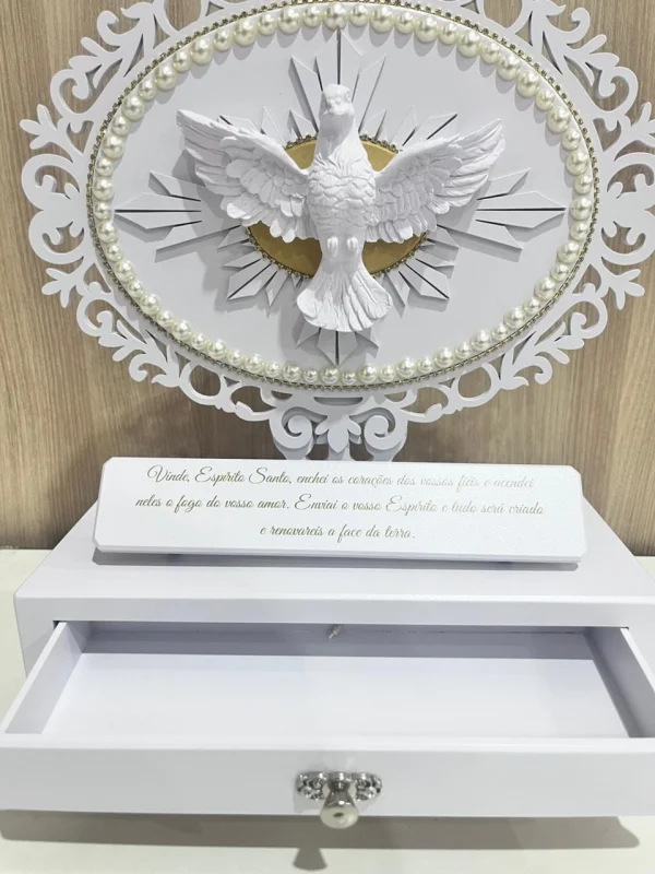 Divino Espírito Santo Com Gaveta Porta Terço Branco