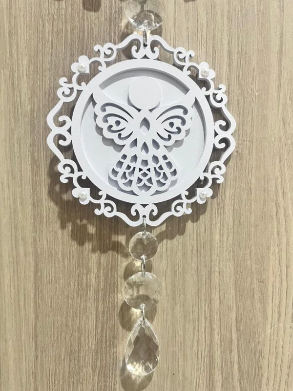 Placa Com Dois Medalhões Impressão E Aplique Santo Anjo
