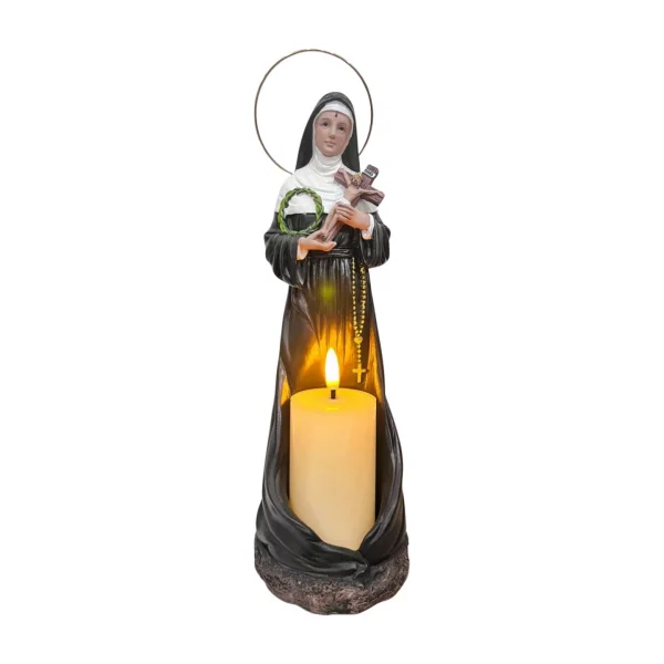 Santa Rita Com Vela e Aureola 30cm