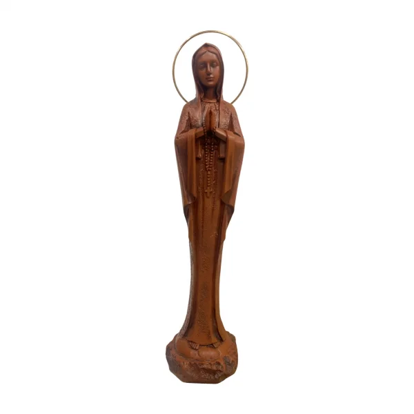 Nossa Senhora de Fátima Fina Cor Madeira C/ Aureola 30cm