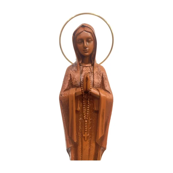 Nossa Senhora de Fátima Fina Cor Madeira C/ Aureola 30cm