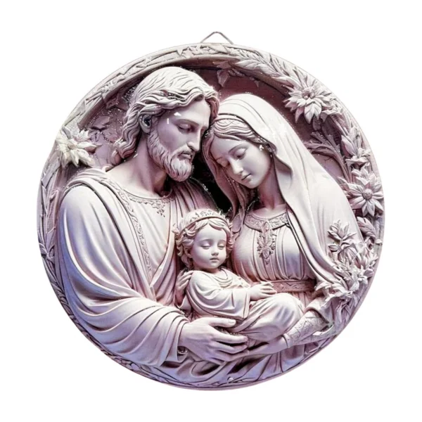 Quadro Redondo Sagrada Família Brilho 20cm