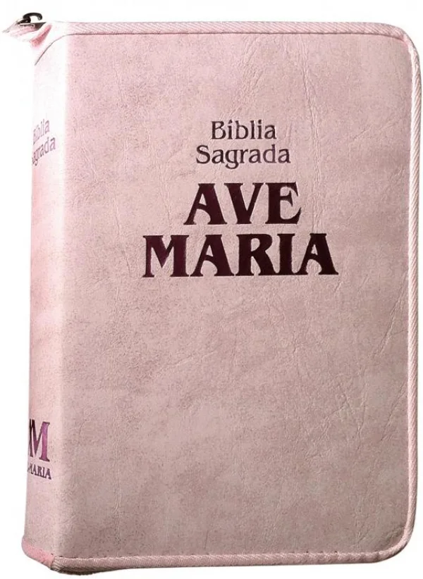Bíblia Sagrada - Ave Maria - Zíper Média - Rosa