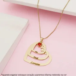 Colar 4 Coraes -personalizado - Banhado a Ouro