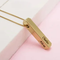 Colar Barra Personalizada - Semijoia Banhada a Ouro