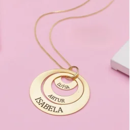 Colar Crculos do Amor - Semijoia Personalizada - Banhada a Ouro