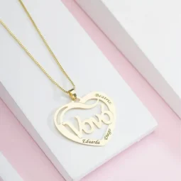 Colar corao da Vov com gravao personalizada - Banhado a Ouro