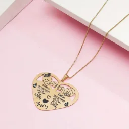 Colar Corao Personalizado com Dados do Beb Gmeos - Banhado a Ouro